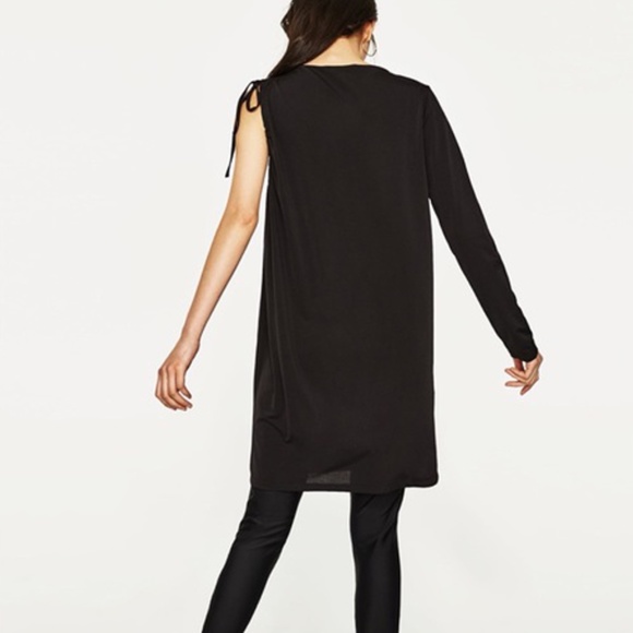 ZARA TRAFALUC ONE SLEEVE ASYMMETRIC DRESS - Picture 4 of 8